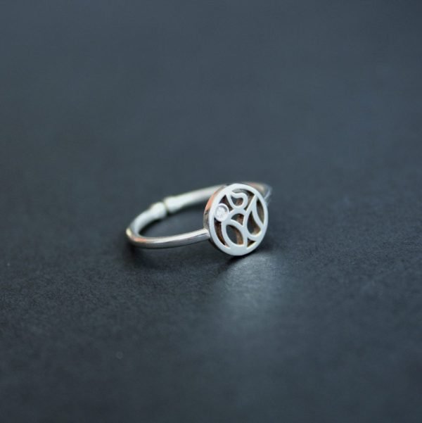 Anillo brand abierto en plata con diamante - Imatge 3